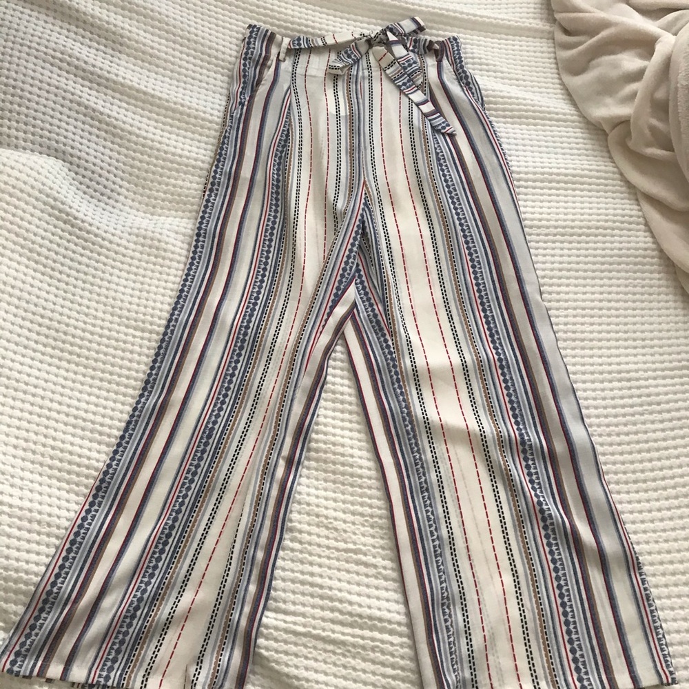 Flowy Striped Pants with tie and pockets (NWT)
